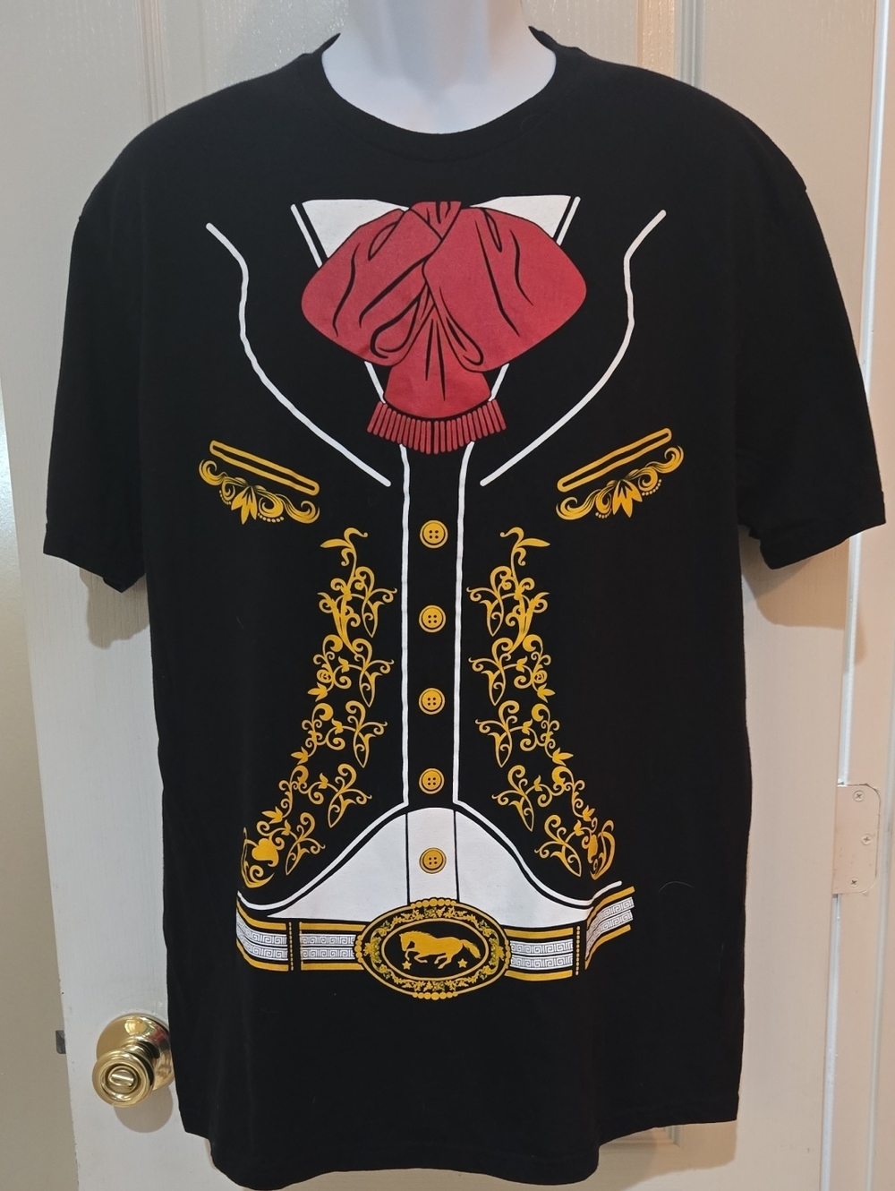 Mariachi Charro Fiesta Tux Costume Cadillac Bar Mens Large Black Shirt